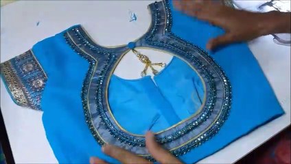 Beautiful Boat neck blouse front cutting, stitching and fitting step by step in hindi