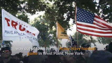 Trump helicopter buzzes supporter rallying in Washington D C