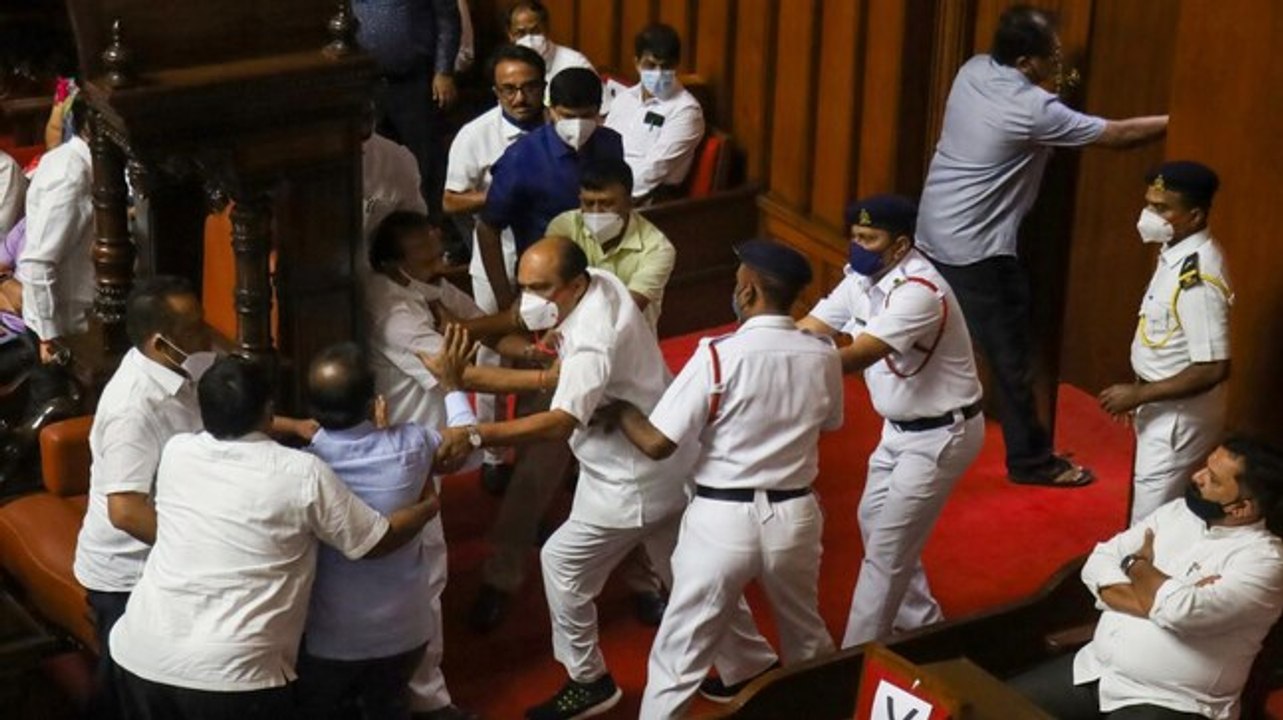 Ruckus in Karnataka assembly as Congress MLCs remove deputy chairman from seat