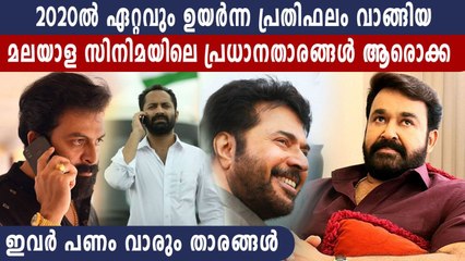 2020ൽ ഏറ്റവും ഉയര്‍ന്ന പ്രതിഫലം വാങ്ങിയ  മലയാള സിനിമയിലെ പ്രധാനതാരങ്ങൾ