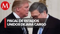 Trump anuncia salida de Willam Barr como fiscal de EU; 