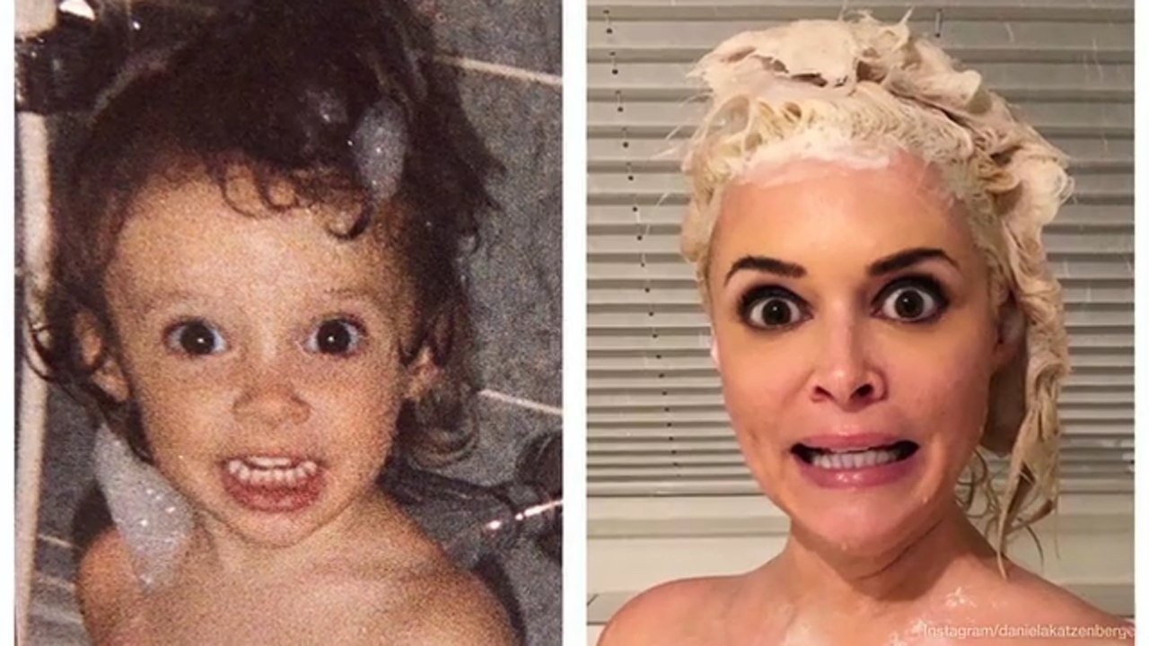 Daniela Katzenberger stellt Kindheitsbild nach - nackt in der Badewanne
