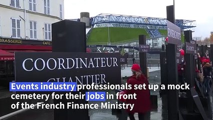 Symbolic cemetery set up in Paris to mark the "end of event life"