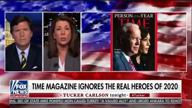 Front line medical workers, people going out there at the most dangerous time…Who does Time Magazine choose? A man who hid in his basement…While a vaccine hitting the ground from Donald Trump. Tammy Bruce, Independent Woman’s Voice on Tucker Carlson