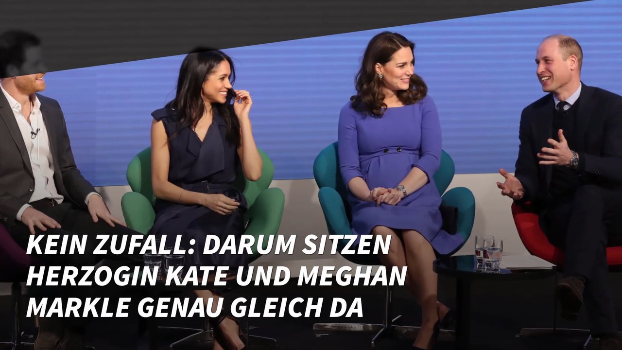 Kein Zufall: Darum sitzen Herzogin Kate und Meghan Markle genau gleich da
