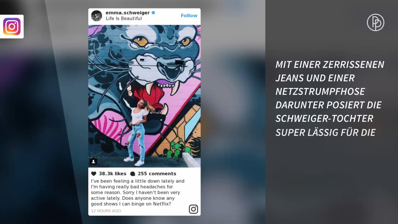 Emma Schweiger: Super stylish in Jeans und Netzstrumpfhose