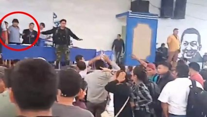 Download Video: Former Bolivian President Evo Morales is hit in head by a chair at campaign event