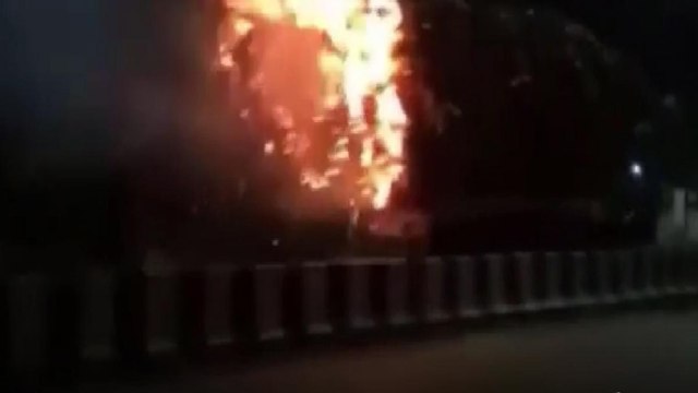 Maharashtra: Moving truck catches fire in Akola