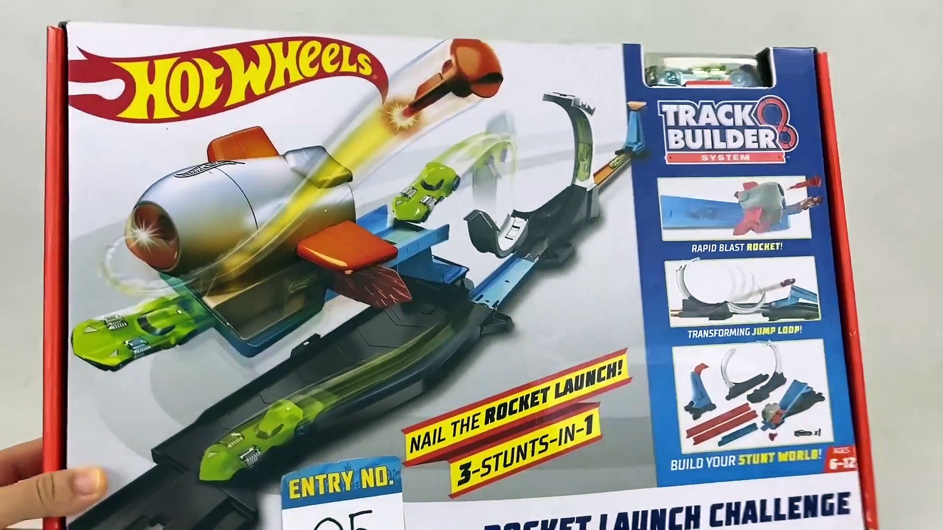 Hot Wheels Rocket Launch Challenge Track Builder System 3 Stunts in 1 Toy 