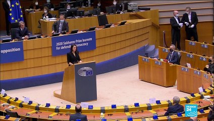 'We will win': Belarus opposition calls for EU support as it collects Sakharov prize