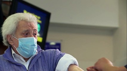 Lionel Blair receives coronavirus vaccine in Epsom