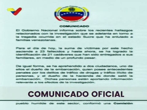 Comunicado | Investigaciones sobre tragedia de Güiria arroja hasta ahora 23 personas fallecidas y dos detenidos
