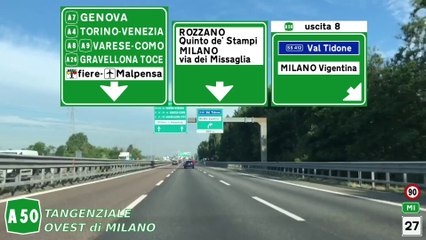 MILAN West Bypass Road - Driving in ITALY - A50 Highway