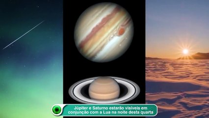 Júpiter e Saturno estarão visíveis em conjunção com a Lua na noite desta quarta