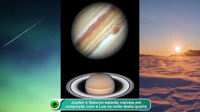 Júpiter e Saturno estarão visíveis em conjunção com a Lua na noite desta quarta