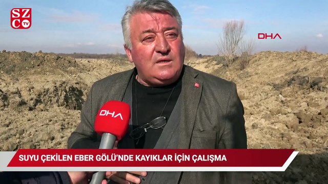 Suyu çekilen Eber Gölü’nde kayıklar için çalışma