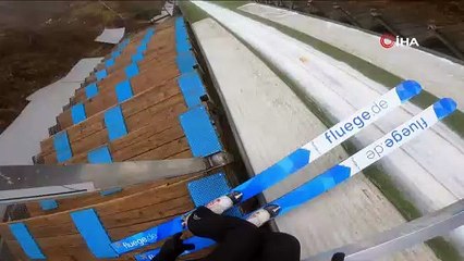 Milli kayakçının nefes kesen uçuşu böyle görüntülendi