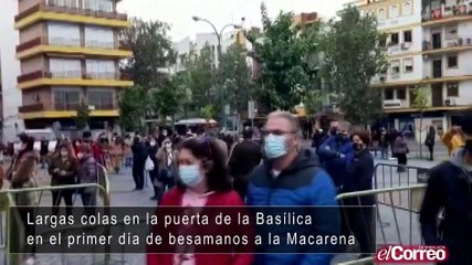 Largas colas en el primer día de besamanos a la Macarena