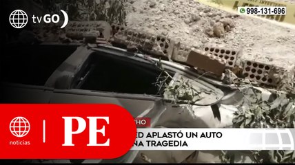 Derrumbe de pared aplastó un auto y pudo haber causado una tragedia | Primera Edición