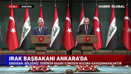 Cumhurbaşkanı Erdoğan ile Irak Başbakanı Kazımi görüşmesinde terörle mücadele vurgusu