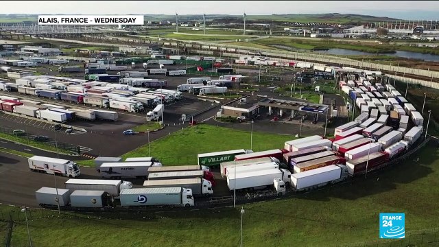Lorries queue in France ahead of UK single market exit