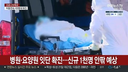 병원·요양원 잇단 확진…신규 1천명 안팎 예상