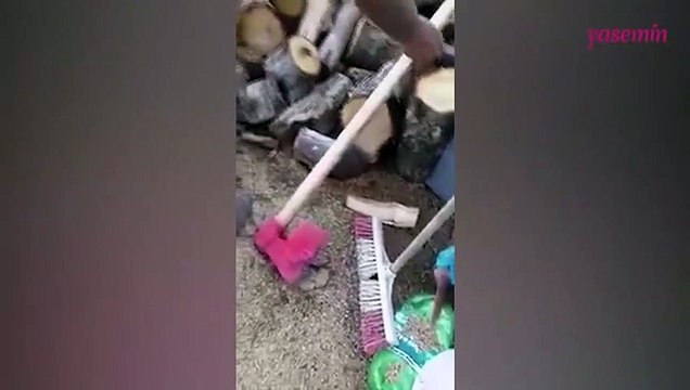 Kış aylarında odun kesme için kullanılan en pratik balta!