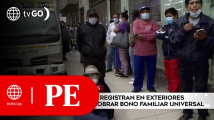 Largas colas se registraron en exteriores de bancos para cobro de bono familiar | Primera Edición