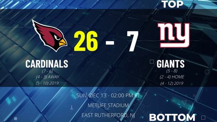 Cardinals @ Giants Game Recap for SUN, DEC 13 - 02:00 PM ET EST