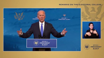 Descargar video: President-elect Biden Delivers Remarks on the Electoral College Vote Certification