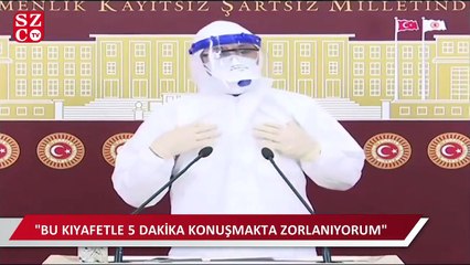 CHP'li Adıgüzel karantina tulumu içerisinde seslendi: Sağlıkçının hakkını verin