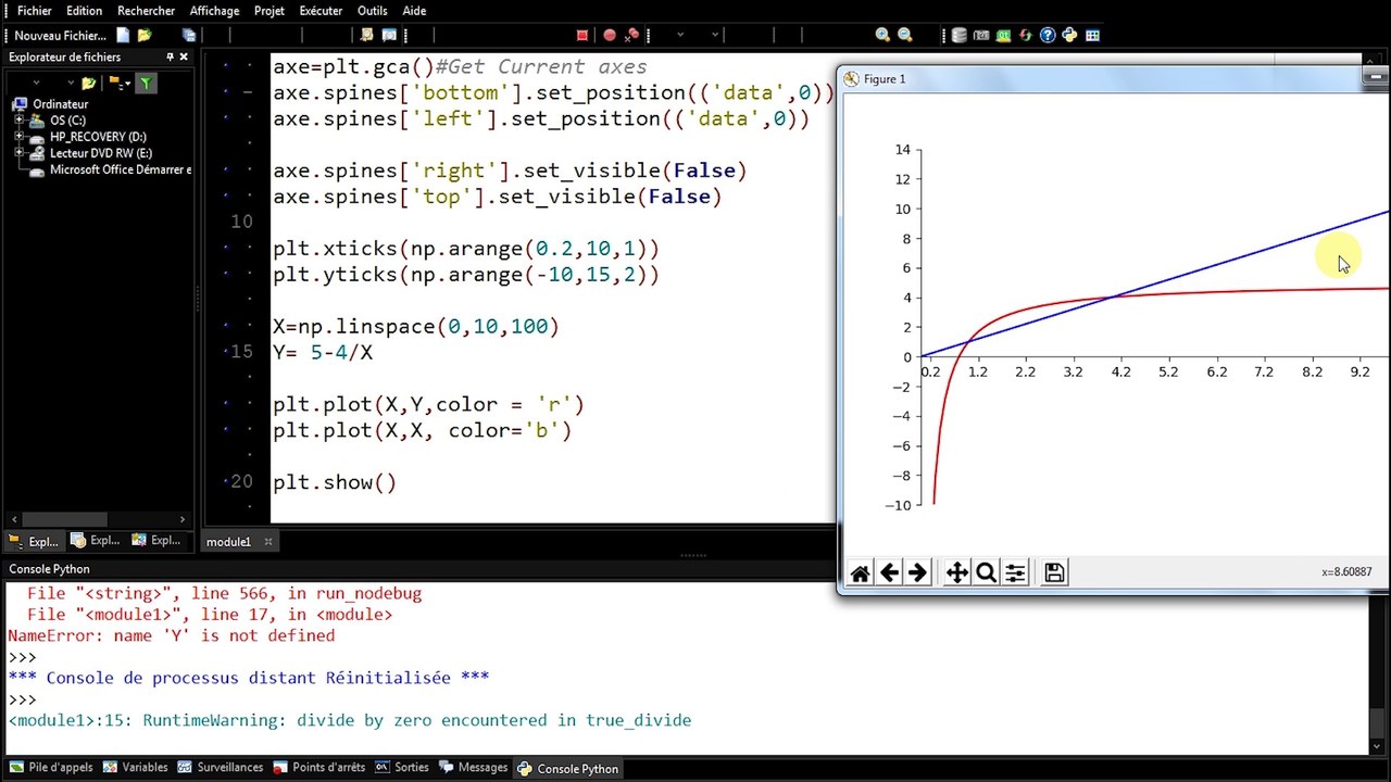 Python : définir, repositionner et graduer les axes d'un repère - Vidéo ...