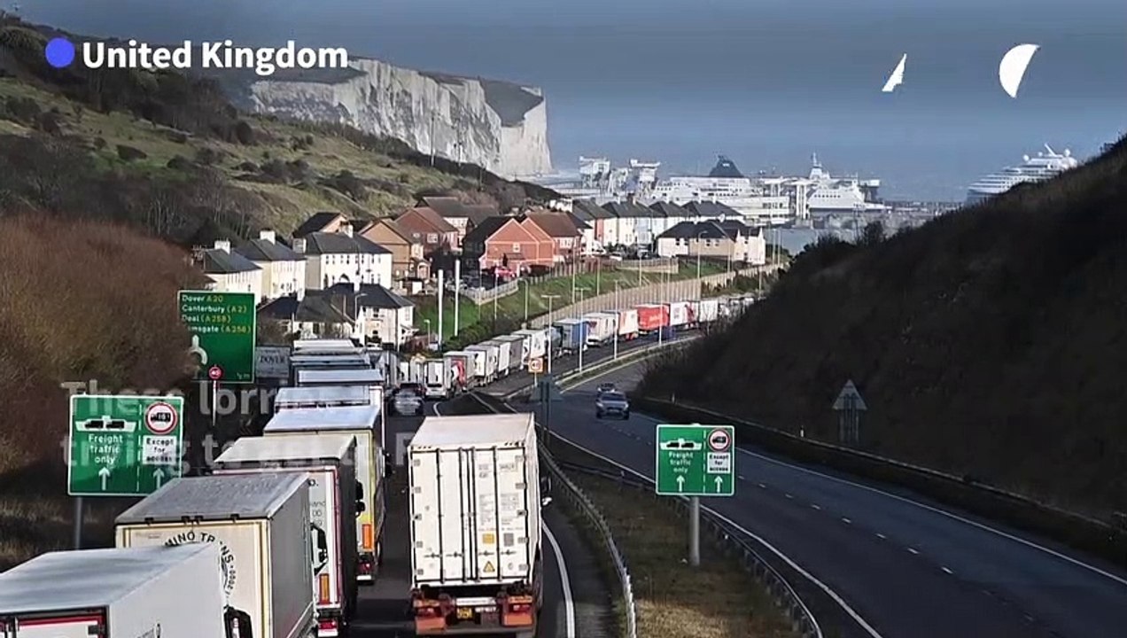 Long tailbacks continue around the Channel port of Dover, ahead of Brexit transition