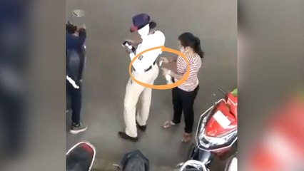 Traffic policeman searched for taking bribe in such a way that everyone was surprised.
