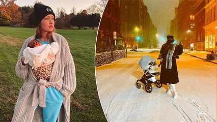 Baby ZiGi Enjoys Her First Snow As Mom Gigi Hadid Takes Her On A Stroll