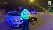 Un motorista herido tras impactar con un vehículo en Paseo de la Castellana