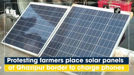 Protesting farmers place solar panels at Ghazipur border to charge phones