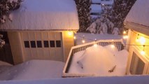 Backyard Gets Covered in Thick Snow During Snowfall in New York