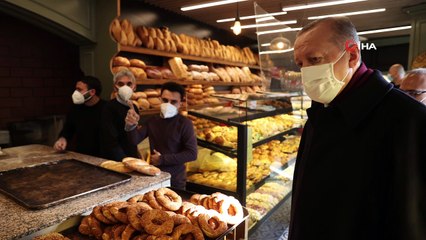 Cumhurbaşkanı Erdoğan, Vahdettin Köşkü güzergahındaki fırını ziyaret etti
