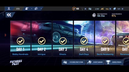NFS No Limits Gameplay - Futures Past - DeLorean DMC-12 (The Hundreds) - Day 7 (Event 11 - 16)