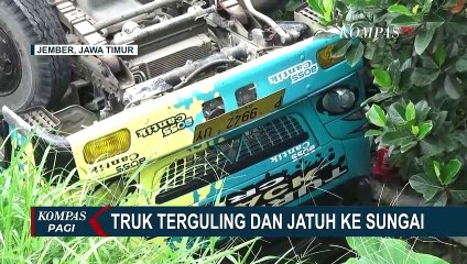 Diduga Pengemudi Baru Belajar Menyetir, Sebuah Sedan Tabrak Trotoar dan Terjun ke Kali