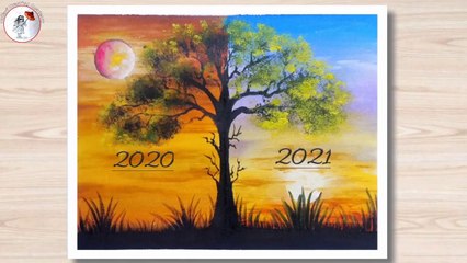 Happy New year special painting for beginners_Happy new year 2021 __ Pallavi Dra