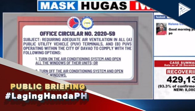 #LagingHanda | LTFRB XI, ipinag-utos sa mga air-conditioned PUV sa Davao City na buksan ang kanilang mga bintana