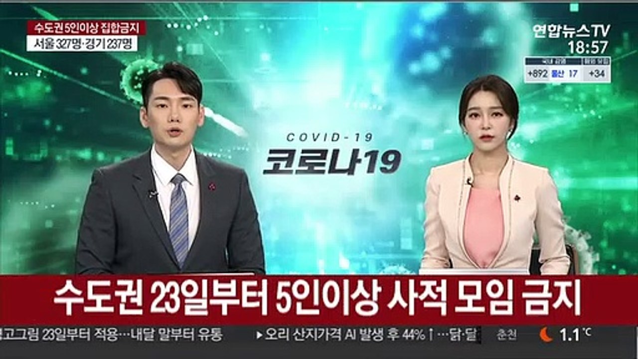 수도권 23일부터 5인 이상 사적 모임 금지