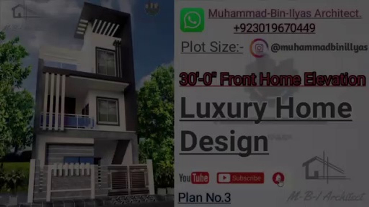 30 Feet Front Home Elevation | Plan No. 3 | Muhammad-Bin-Ilyas Architecture