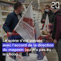 Bretagne: Les agriculteurs manifestent dans un centre commercial