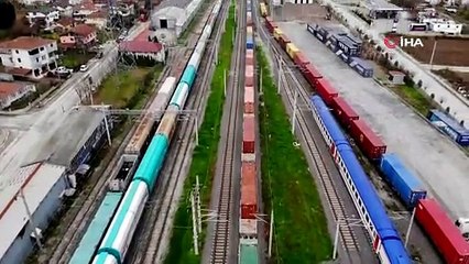 Çin'e gönderilen trenin gidişi ve gelişi Sakarya'da havadan görüntülendi