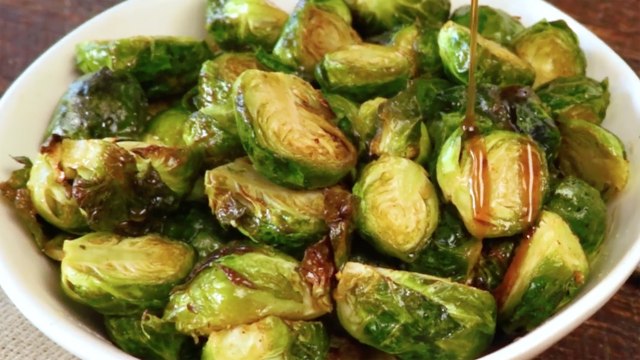 Air-Fried Brussels Sprouts With Balsamic-Honey Glaze and Feta