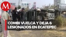 Volcadura de transporte público deja 6 lesionados en Ecatepec