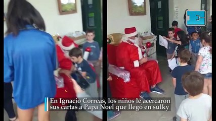 En Ignacio Correas, los niños le acercaron sus cartas a Papa Noel que llegó en sulky